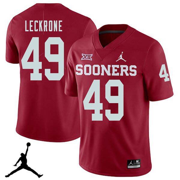 Jordan Brand Men #49 Matthew Leckrone Oklahoma Sooners 2018 College Football Jerseys Sale-Crimson
